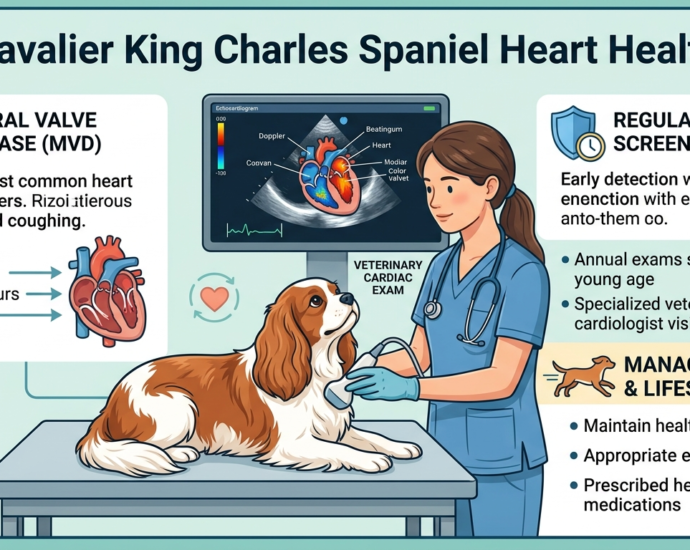 Cavalier King Charles Spaniel Heart Health shown during a veterinary cardiac exam