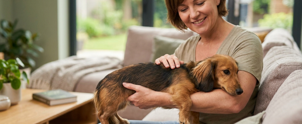 Dachshund Spine Care showing a Dachshund using ramp stairs safely
