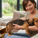 Dachshund Spine Care showing a Dachshund using ramp stairs safely