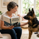 German Shepherd Parent's Guide showing a German Shepherd during a grooming session