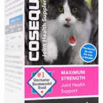 Cosequin for cats capsule opened next to sprinkle powder on a spoon
