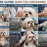 Shih Tzu Grooming & Skin Care shown during a face and coat brushing session