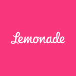 Official Lemonade Pet Insurance square logo with white cursive text on a signature pink background