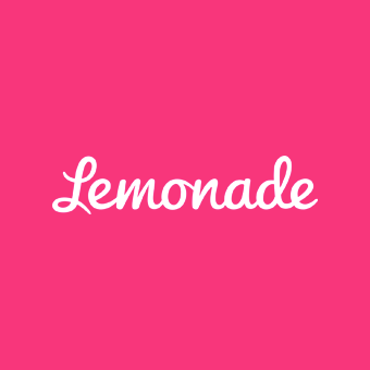 Official Lemonade Pet Insurance square logo with white cursive text on a signature pink background